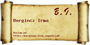 Bergincz Irma névjegykártya
